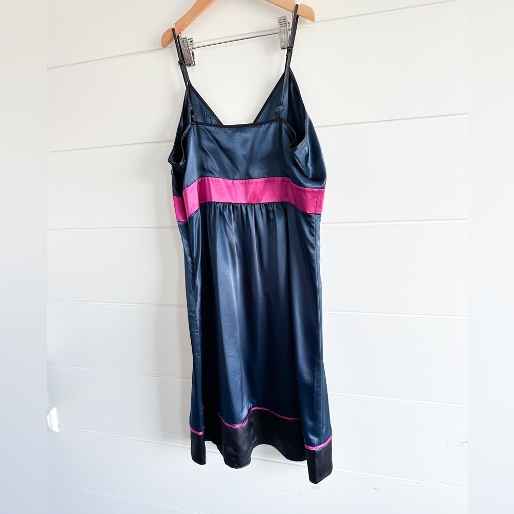 “Kensie Girl”- Satin Slip Dress - Spaghetti Strap- Navy/Pink/Black - Size:Medium - Picture 13 of 15
